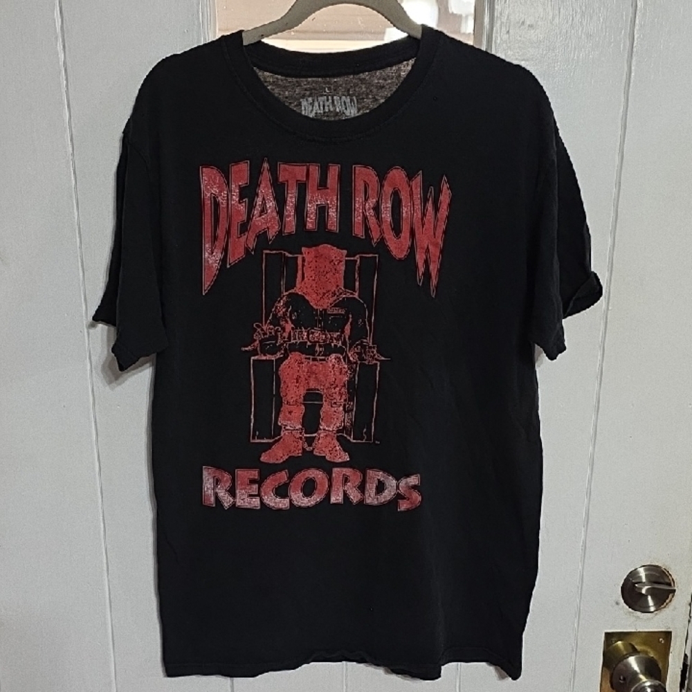 Death Row Records Men's T-Shirt Black W/Red Graphics 2021 Sz‎ L EUC